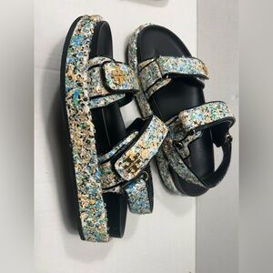 Tory Burch Kira Sport Sandals Multicolor Sequins Size: 9